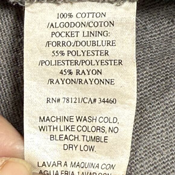 Eileen Fisher Gray Khaki Full Zip Jacket Size M Pockets Textured Cotton Short - Picture 8 of 8